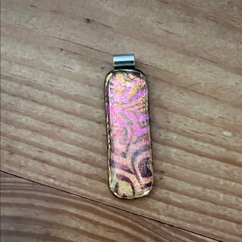 Pink and Gold hand blown glass  Pendant